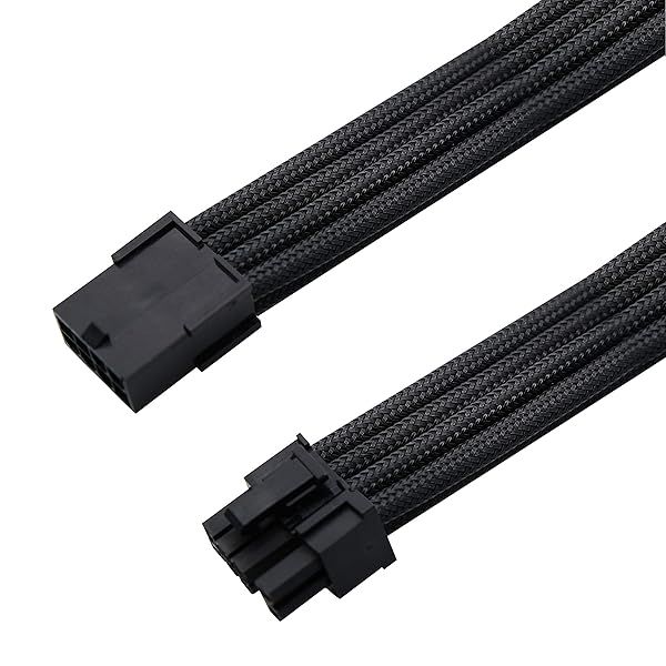 EZDIY-FAB Sleeved Cable PCIE 6+2 Pin Extension for Power Supply Black High Quality Durable Design