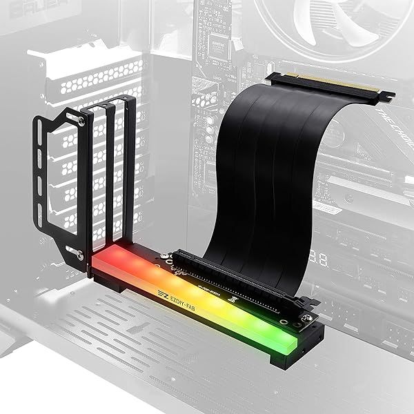 EZDIY-FAB Vertical Graphics Card Holder Bracket with ARGB LED GPU Mount and PCIE3.0 Riser Cable Black