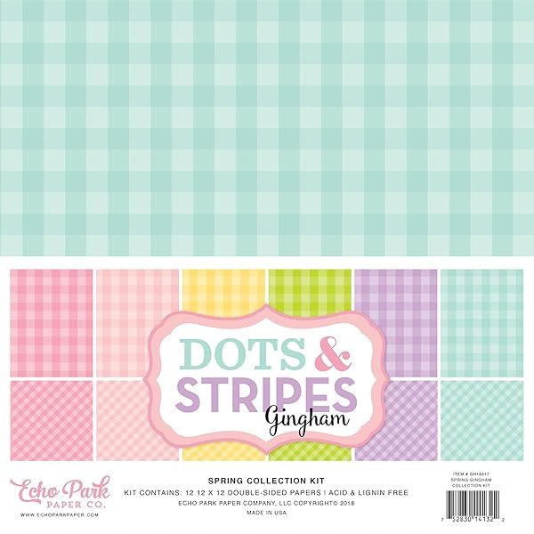 Echo Park Paper Spring Gingham Collection Kit - 12x12 Inch Crafting Essentials