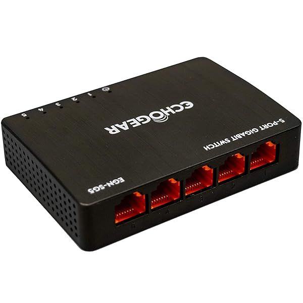 Echogear 5 Port Gigabit Ethernet Switch Plug and Play Unmanaged Switch for Fast Network Expansion with 5 Ethernet Ports