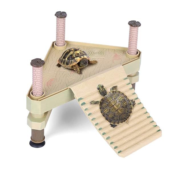 Ejoyous Floating Turtle Pier Basking Platform for Aquariums and Fish Tanks with Ladder Ideal for Reptiles and Underwater Landscaping
