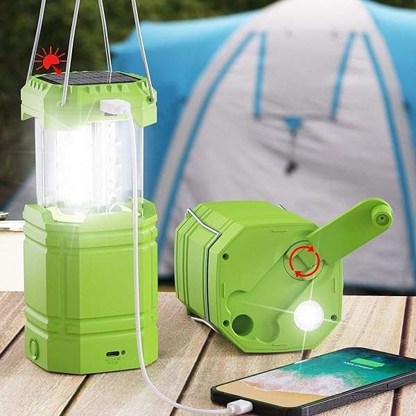 3000mAh Solar Hand Crank LED Camping Lantern: Emergency Light & USB Charger for Power Outages