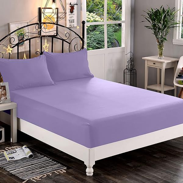 Elegant Comfort 1500 Premium Hotel Quality King Fitted Sheet Soft Microfiber Deep Pocket 16 Inch Wrinkle Fade Resistant Lavender