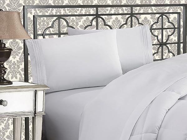 Elegant Comfort 1500 Premium Hotel Quality Microfiber 4-Piece Bed Sheet Set Twin White Soft and Wrinkle Resistant