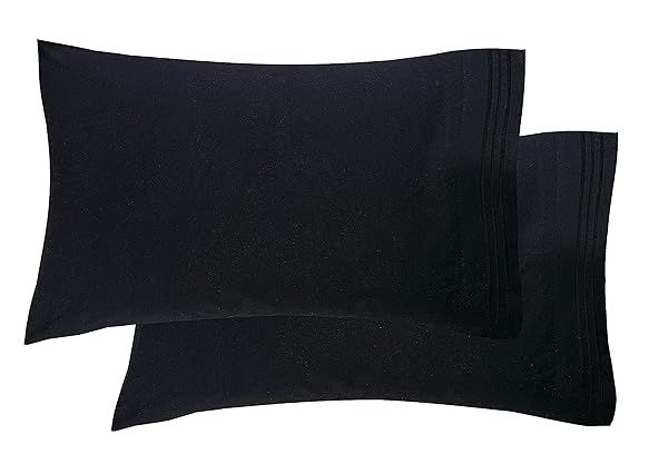 Elegant Comfort Luxury Ultra-Soft King Size Pillowcase Set 1500 Premium Microfiber Double Brushed Wrinkle Resistant Black