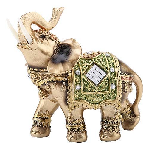 Hilitand Lucky Feng Shui Green Elephant Statue Sculpture for Home Office Hotel Cafe Wealth Figurine Gift