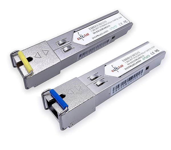 Elfcam 1 Pair 1.25G SFP Module Single Mode Fiber Optic Port SC UPC DDM 10km for High Speed Networking