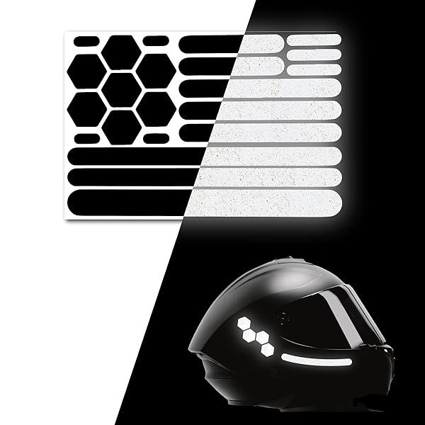 Elos 3M Reflective Black Stickers for Helmets Motorcycle Tape Hi Viz Discreet Black Reflective Safety Stickers Regular Style 2 Count