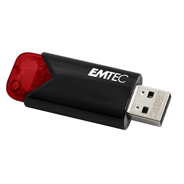 Emtec Click Easy B110 USB 3.0 Flash Drive 256GB - Fast External Storage in Red & Black
