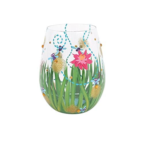 Enesco Lolita Firefly Hand-Painted Stemless Wine Glass - Artisan Multicolor Design
