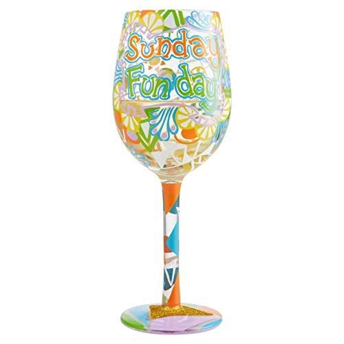 Shop Enesco Lolita Sunday Fun Day Hand-Painted 15oz Wine Glass - Colorful Artisan Design
