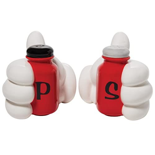 Enesco Disney Mickey Mouse Salt and Pepper Shakers - Sculpted Ceramic Set, 3.54 Inch, Colorful Kitchen Decor