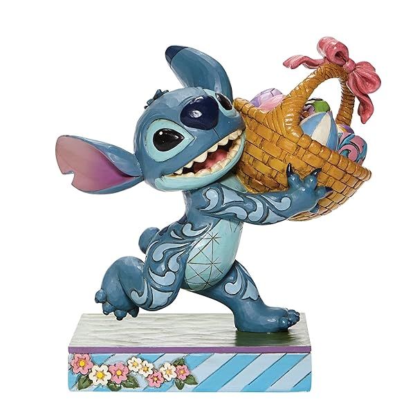 Enesco Disney Traditions by Jim Shore Lilo and Stitch Running with Easter Basket Figurine, 5.75 Inch, Multicolor