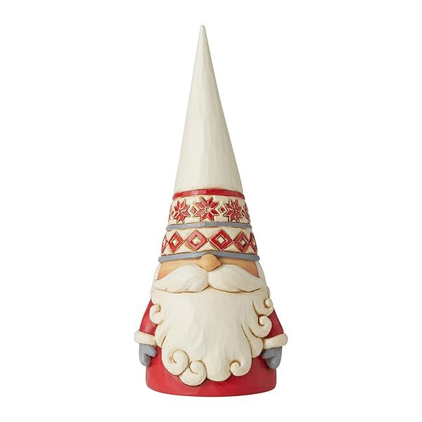 "Enesco Jim Shore Nordic Noel Gnome Figurine - 7.13" Red Snowflake Hat Decor"