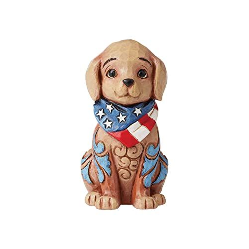 Enesco Jim Shore Heartwood Creek Patriotic Puppy Flag Bandana Miniature Figurine, 3.5 Inch, Multicolor