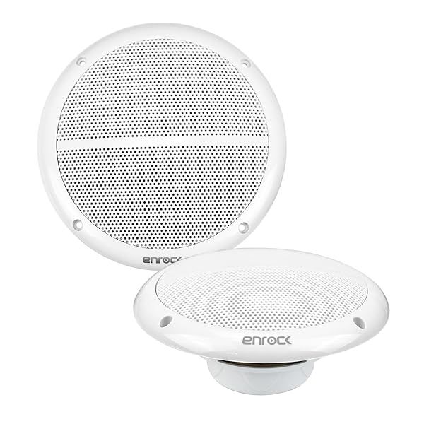 Enrock 6.5 Inch 90 Watt Peak Power Marine 2 Way Full Range Speakers White Pair
