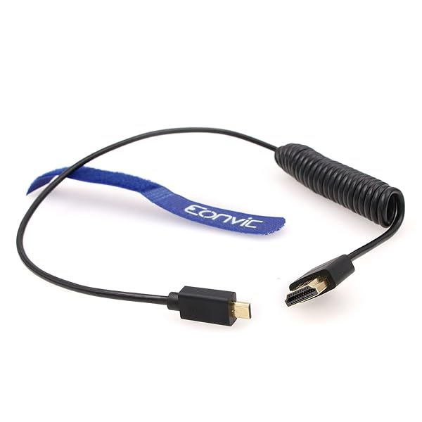 Eonvic 2.0 HDMI Coiled Cable 4K High Speed Male to Male Extender for Canon Sony Panasonic Cameras