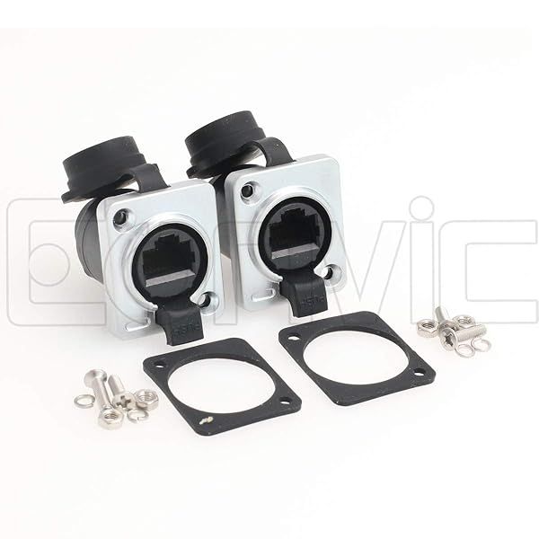 Eonvic RJ45 Panel Mount Shielded IP65 Waterproof Ethernet LAN Cable Socket Connector 2pcs for Reliable Network Connections