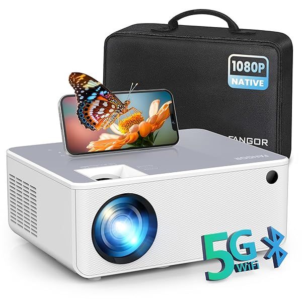 FANGOR 1080P HD Projector, WiFi Bluetooth Projectors, Max 230 Projection Screen Portable Home Theater Video Movie Proyector With Tripod, Compatible with HDMI, USB, Laptop, iOS & Android Phone