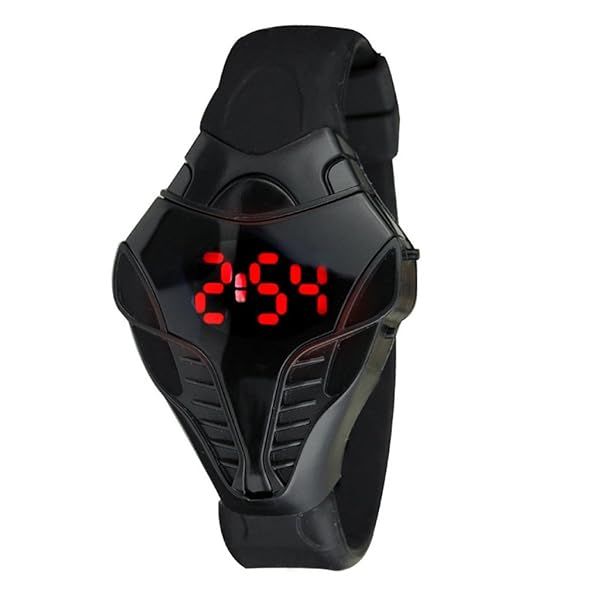 FANMIS Digital Fashion Cobra Men's LED Watch Silicone Iron Triangle Dial Sports Wristwatch Black Stylish and Durable Timepiece