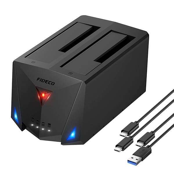 "FIDECO USB 3.2 Gen 1 Hard Drive Docking Station: Clone & Support for 2.5/3.5" SATA HDD/SSD with UASP"