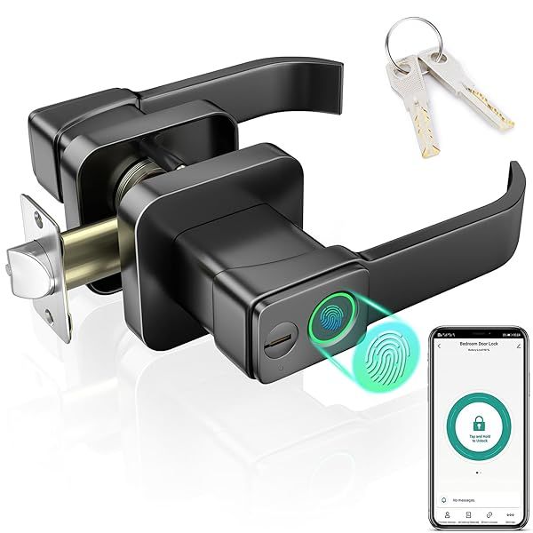 FITNATE Smart Fingerprint Door Lock with App Control Keyless Entry Biometric Door Knob for Home Office Hotel Apartment