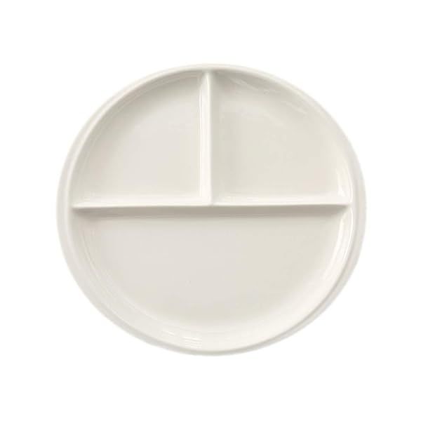 Elegant Round Ceramic Divided Plates - White & Dark Blue Dinnerware for Stylish Dining