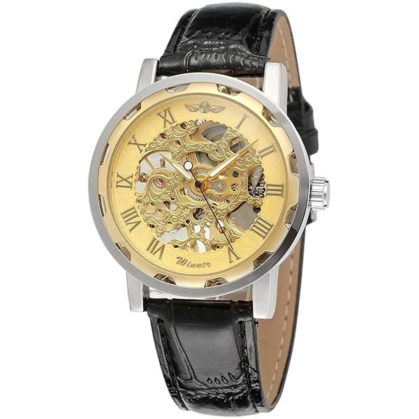 Forsining Men's Skeleton Mechanical Watch Steampunk Luxury Black Leather Stylish Timepiece