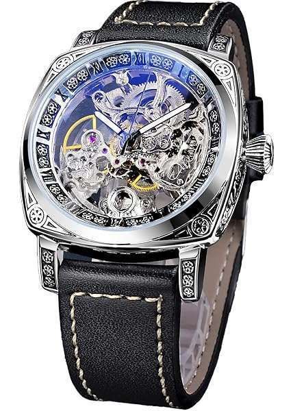 Forsining Luxury Retro Mechanical Watch for Men - Hollow Skeleton Automatic with Leather Strap