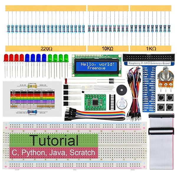 FREENOVE LCD 1602 Starter Kit for Raspberry Pi with 535 Page Tutorial and 69 Projects for Python C Java Scratch Processing