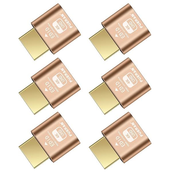 FUERAN 4K HDMI Dummy Plug - Virtual Monitor Emulator for Windows, Mac, Linux | 6 Pack EDID Adapter Supports 4096x2160@60Hz