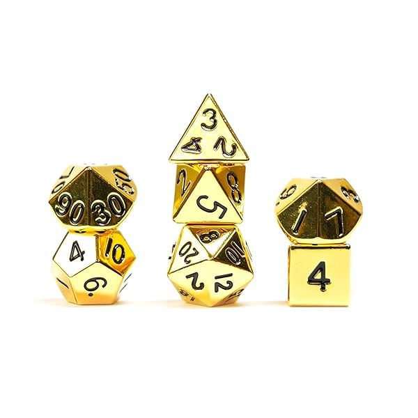 FanRoll 16mm Metal Polyhedral DND Dice Set Gold for Role Playing Game and Dungeons and Dragons