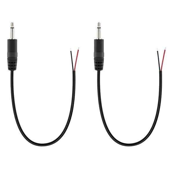 Fancasee 2 Pack 3.5mm Male Plug to Bare Wire Mono Audio Cable Repair Connector