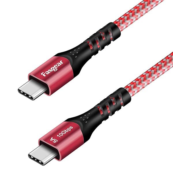 Fasgear USB C to USB C Cable, 1 Pack 10ft USB 3.1 Type C Gen 2 Fast Charge Cable for MacBook Pro 2019,100W 20V/5A Power Delivery, 10Gbps Data Transfer, 4K@60Hz Video Output, Quest Link, Red