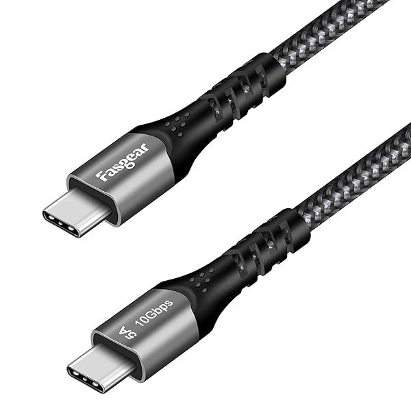 Fasgear 1.6ft USB C to USB C Cable - 10Gbps, 4K@60Hz, 100W Fast Charge for MacBook Pro, iPad Pro, SSDs & More