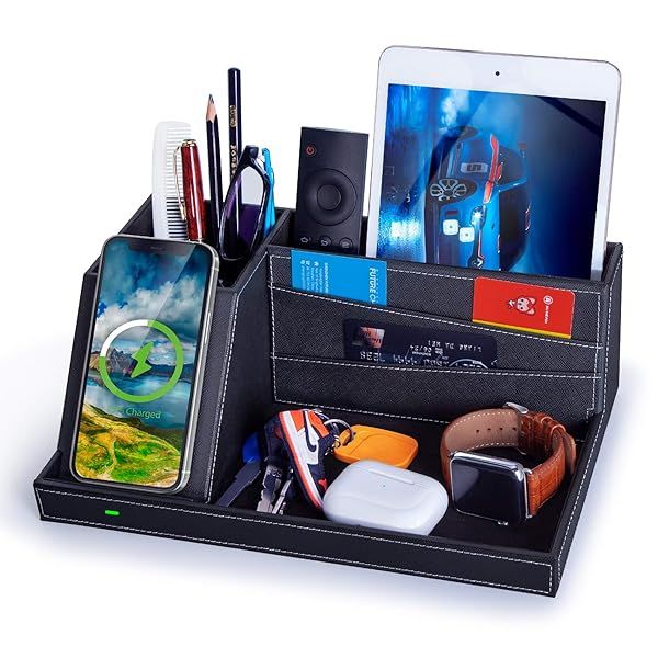 Fast Wireless Charging Station and Desk Organizer for iPhone 16 15 14 13 12 Series Ideal for Home Office and Nightstand Use