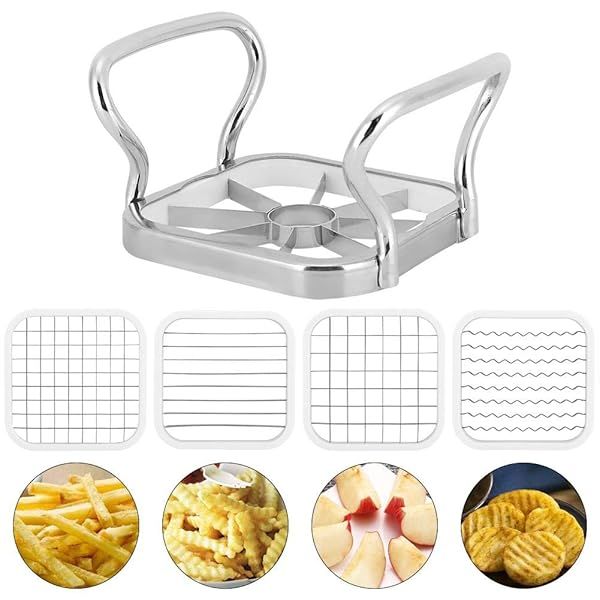FDIT Multifunctional Stainless Steel Cutter Set 5 Manual French Fry Potato Slicer Fruit Vegetable Kitchen Tool