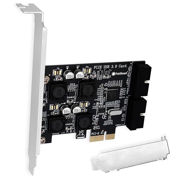 FebSmart 2X 19Pin USB 3.0 Expansion Card for Windows and Linux Desktop PCs with Self-Powered Technology FS-H2-Pro