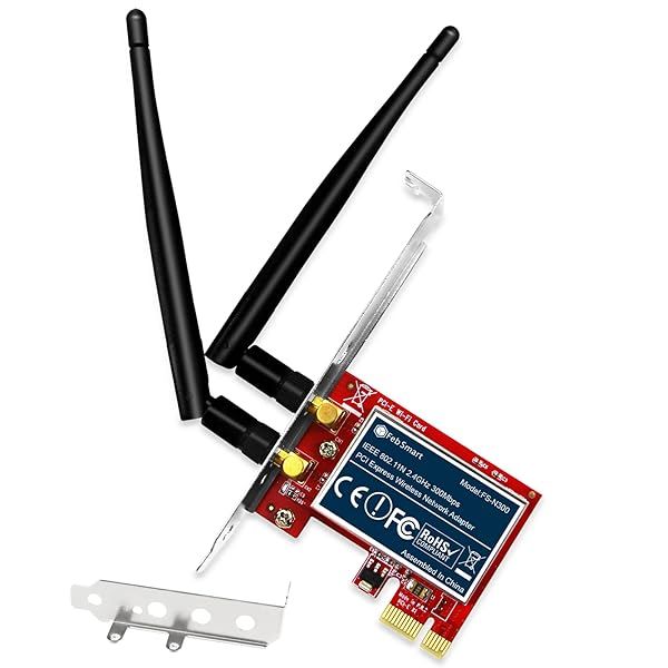 FebSmart Wireless N 300Mbps PCIe WiFi Adapter for Windows & Linux - Fast 2.4GHz Network Card (FS-N300)