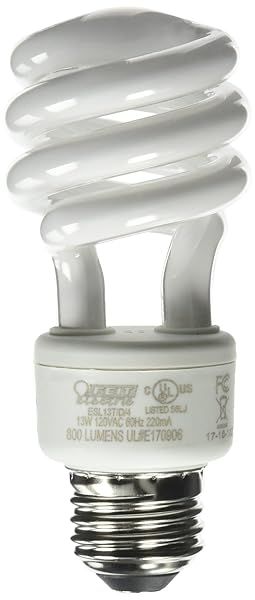 Feit Electric ESL13T/D/4 Daylight Mini Twist Light Bulbs - 13W, 4 Count for Bright, Energy-Efficient Lighting