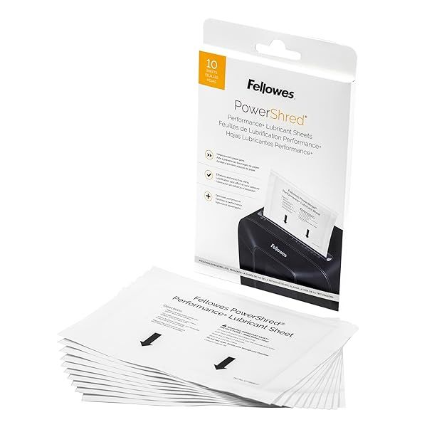 Fellowes Powershred Performance Paper Shredder Lubricant Sheets with Paper Shredder Oil Lubricant for Cross-Cut and Micro-Cut Paper Shredders, 6 x