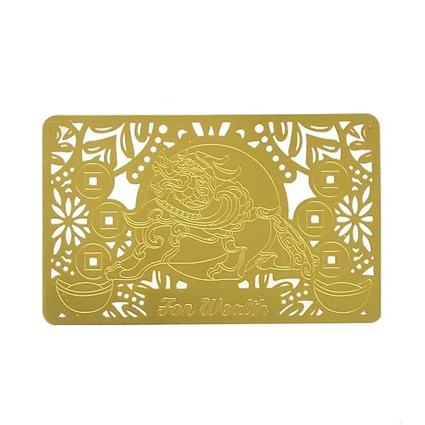 Unlock Wealth with Feng Shui Chi Lin/Pi Yao Golden Card W4277 - Boost Prosperity Today!