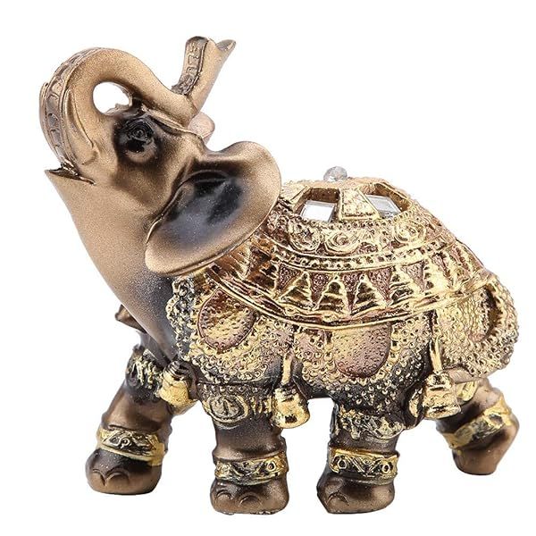 Golden Feng Shui Elephant Statue: Lucky Collectible Figurine for Home & Office Decor - Perfect Gift for Wealth & Prosperity