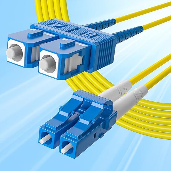 10Gtek Fiber Patch Cable - LC to SC OS2 1G 10G Singlemode Jumper Duplex 9 125 LSZH Fiber Optic Cord, Yellow, 0.2-Meter(0.6-ft)