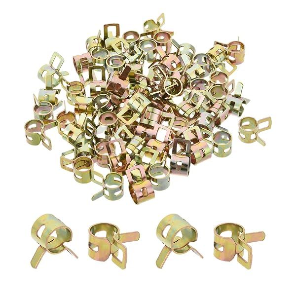 Fielect 100pcs Spring Band Hose Pipe Clamp Assortment Kit for Low Pressure Air Plumbing Automotive Mechanical Use