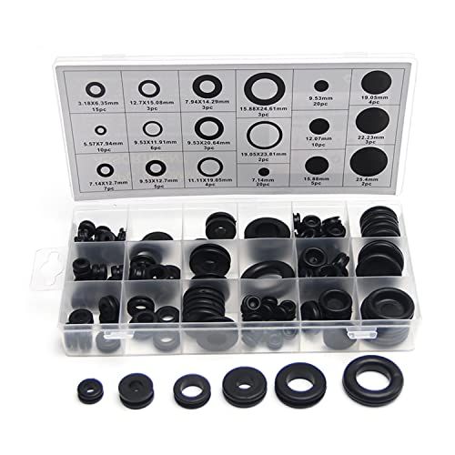 Fielect 125Pcs Rubber Grommet Assortment Kit for Automotive Plumbing PC Hardware and Piano Wiring Gaskets