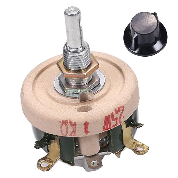 Fielect 25W 1K Ohm Ceramic Wire Wound Potentiometer Linear Rotary Resistor for Industrial Machinery RPM Adjustment
