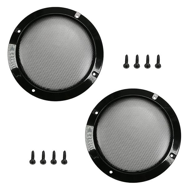Fielect 5 Inch Speaker Grill Cover Mesh Decorative Subwoofer Guard Black Metal Trim with Screws Audio Accessories 2 Pack