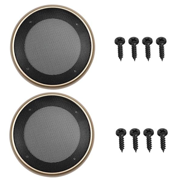 Fielect 2Pcs 6.5 Inch Gold Mesh Speaker Grill Covers Decorative Circle SubWoofer Guard for Car Home with Screws
