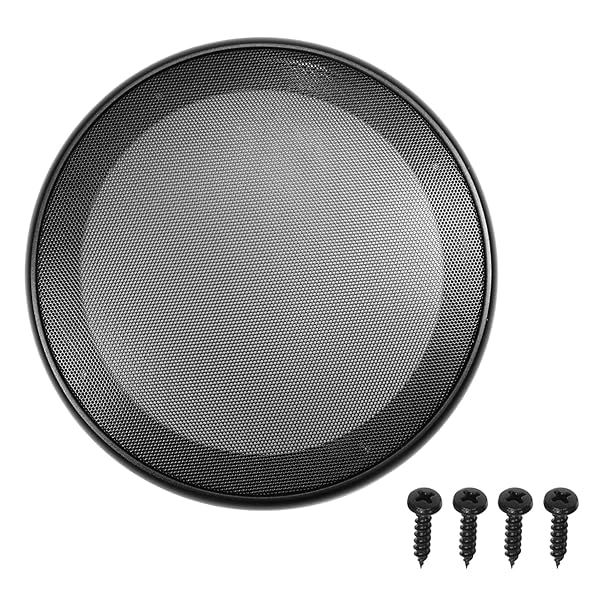 Fielect 8 Inch Speaker Grill Cover Mesh Decorative Woofer Guard Protector Audio Accessories Black Cloth with Screws 2 Pack